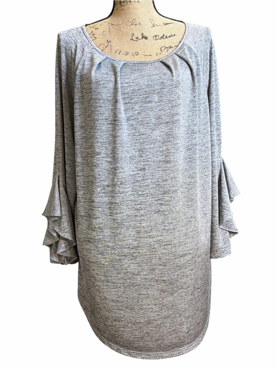 7Th Avenue Design Studio Tops - 7th Avenue Design Studio Women's Heather Gray Ruffle-Sleeve Tunic EC Size XL